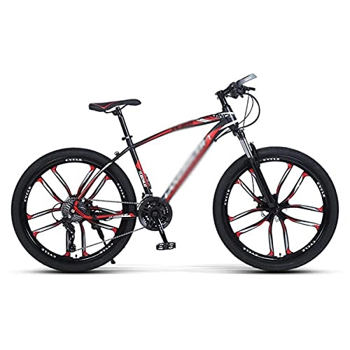 Mountain Bike : MQJ All-Terrain Mountain Bike Bicycle 26 inch Adult Road Bike for Men Woman Adult and Teens 21 / 24 / 27 Speeds with Lockable Suspension Fork / Red / 21 Speed