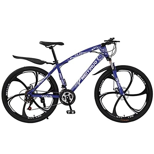 Mountain Bike : MQJ Boy Men Bicycle 26 inch Mountain Bike 21 / 24 / 27 Speed Gears with Dual Suspension and Disc Brakes / Blue / 21 Speed