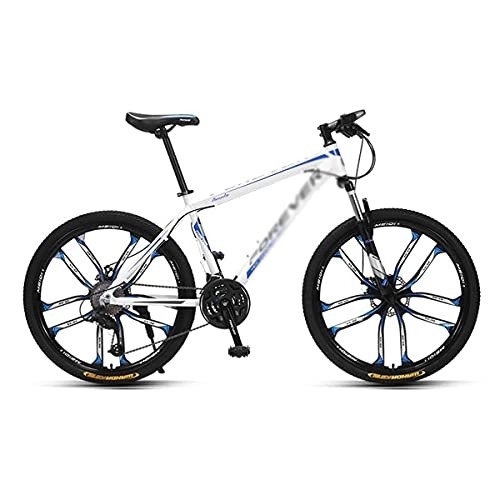 Mountain Bike : MQJ Carbon Mountain Bike 26 inch MTB Bicycle 27-Speed Shift with Dual Disc Brakes for Men and Women Cycling Enthusiasts Suitable for a Path, Trail & Mountains / Blue / 27 Speed