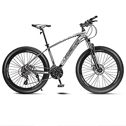 Mountain Bike : MQJ Hardtail Mountain Bikes, Adult Road Men and Women Variable Speed Shock Absorber Bicycle 24 / 26 inch Portable 21 / 24 / 27 / 30 Accelerator Disc Brake Bicycle, A~26 Inches, 30 Speed