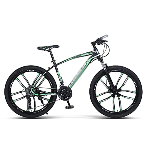 Mountain Bike : MQJ Mountain Bike 21 / 24 / 27 Speed Bicycle Front Suspension MTB High-Carbon Steel Frame 26 in Wheels for a Path, Trail &Amp; Mountains for Men Woman Adult and Teens / Green / 24 Speed