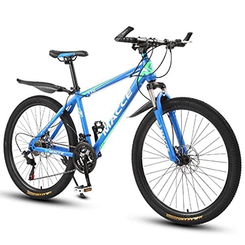 Mountain Bike : MQJ Mountain Bike, 26 inch Women / Men MTB Bicycles Lightweight Carbon Steel Frame 21 / 24 / 27 Speeds Front Suspension / Blue / 24Speed