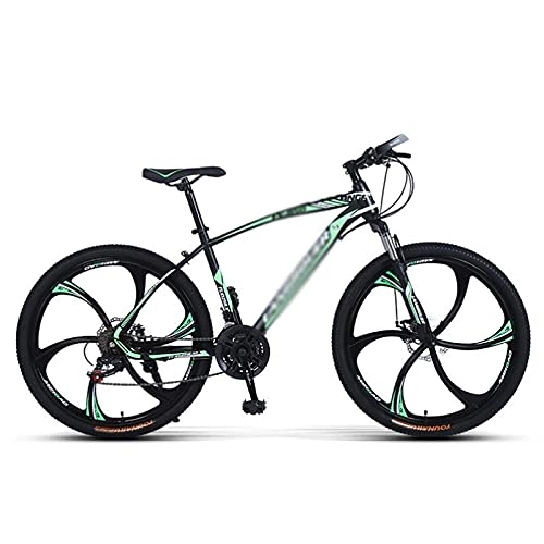 Mountain Bike : MQJ Mountain Bike 26 Inches Wheels 21 / 24 / 27 Speed Front Suspension Dual Disc Brakes Carbon Steel Frame Bicycle for Adults Mens Womens / Green / 21 Speed