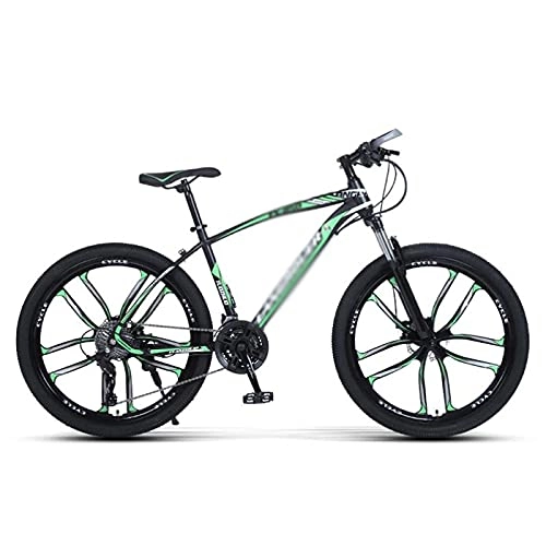 Mountain Bike : MQJ Mountain Bike for Boys Girls Men and Wome 26 inch 21 / 24 / 27-Speed with Disc Brakes and Front Suspension / Green / 24 Speed