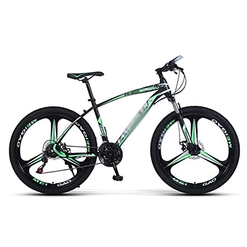 Mountain Bike : MQJ Mountain Bike High-Carbon Steel Frame Bicycle for Boys, Girls, Men and Women 21 / 24 / 27-Speed Gear 26-Inch for a Path, Trail &Amp; Mountains / Green / 21 Speed