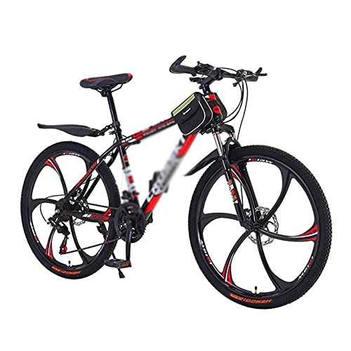 Mountain Bike : MQJ Mountain Bikes 21 Speed Dual Disc Brake 26 Inches Wheels Bicycle with Carbon Steel Frame Suitable for Men and Women Cycling Enthusiasts / Red / 27 Speed