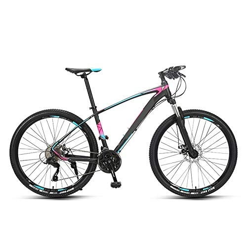 Mountain Bike : ndegdgswg 27 Speed 27.5 Inch Mountain Bike, Oil Disc Brake Aluminum Alloy Lightweight Variable Speed Double Shock Absorbing Bicycle 27.5inches 27speedcabledishcolorfulblue
