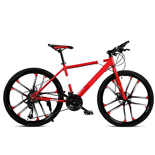 Mountain Bike : ndegdgswg Mountain Bike Bicycle, 26 Inch 27 / 30 Speed Dual Disc Brakes One Wheel Off Road Variable Speed Student Bicycle 21speed 10knifewheel(red)