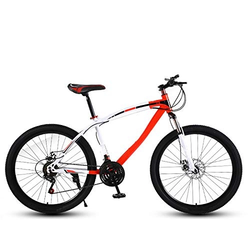 Mountain Bike : ndegdgswg Mountain Bike, Student Adult Variable Speed Bicycle 26 Inch Dual Disc Brake Dual Shock Absorber Ultralight Bike 26inches24speed Curvedbeamwhiteredspokewheel