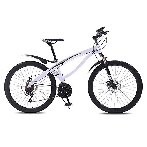 Mountain Bike : ndegdgswg Mountain Bike, Variable Speed Off Road Shock Absorption Light Work Riding Student Adult Bicycle 24 inches24 speed Fresh white