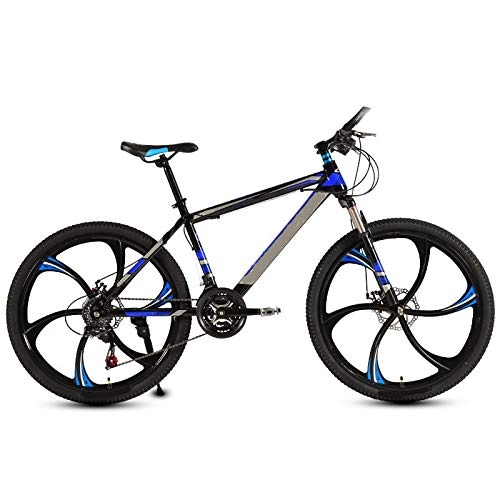 Mountain Bike : ndegdgswg Mountain Bikes, Men's and Women's Lightweight Bicycles Variable Speed and Shock Absorption Off Road Racing 26 inches27 speed Six Knife One Wheel Ultimate Edition-Black Blue