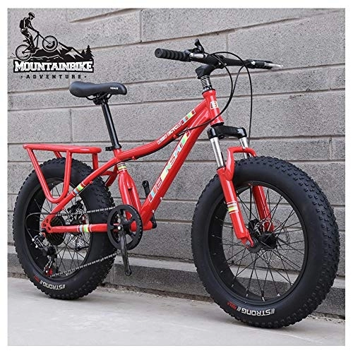 Mountain Bike : NENGGE Women Hardtail Mountain Trail Bike 20 Inch with Dual Disc Brake, Girls All Terrain Anti-Slip Front Suspension Fat Tire High-carbon Steel Mountain Bicycle, Adjustable Seat, Red, 21 Speed