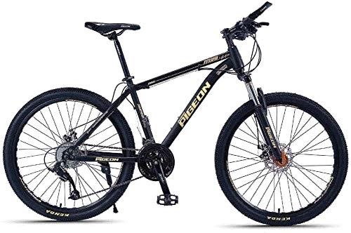 Mountain Bike : Nologo Bicycle Adult Mountain Bikes, 26 Inch High-carbon Steel Frame Hardtail Mountain Bike, Front Suspension Mens Bicycle, All Terrain Mountain Bike, Gold, 24 Speed, Size:27 Speed