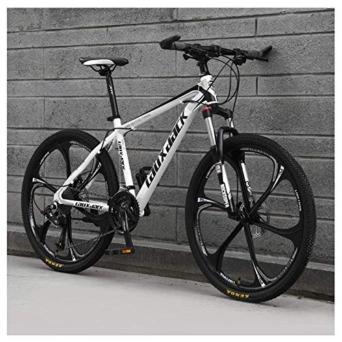 Mountain Bike : Outdoor sports 21 Speed Mountain Bike 26 Inches 6-Spoke Wheel Front Suspension Dual Disc Brake MTB Bicycle, White