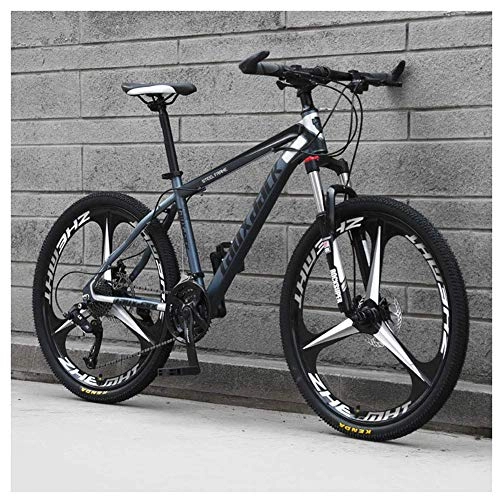 Mountain Bike : Outdoor sports Front Suspension Mountain Bike, 17-Inch High-Carbon Steel Frame And 26-Inch Wheels with Mechanical Disc Brakes, 24-Speed Drivetrain, Gray