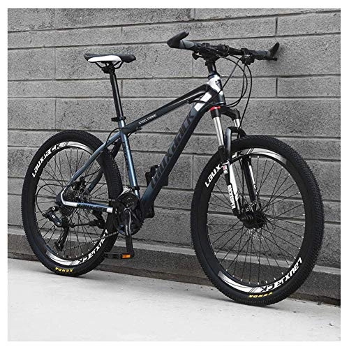 Mountain Bike : Outdoor sports Mountain Bike 24 Speed 26 Inch Double Disc Brake Front Suspension High-Carbon Steel Bikes, Gray