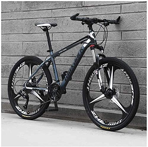 Mountain Bike : Outdoor sports Mountain Bike 26 Inches, 3 Spoke Wheels with Dual Disc Brakes, Front Suspension Folding Bike 27 SpeedBicycle, Gray