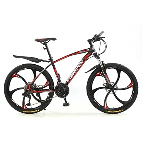 Mountain Bike : PBTRM 24 / 26 Inch Mountain Bike, Full Suspension 6-Spoke 21 / 24 / 27 / 30 Speed High-Tensile Carbon Steel Frame MTB with Dual Disc Brake for Men And Women, 24" A, 21 Speed
