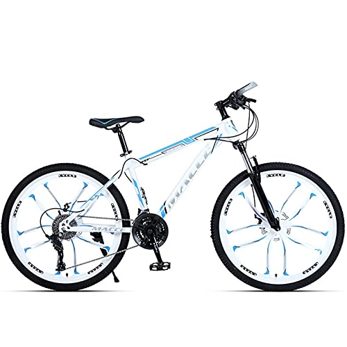 Mountain Bike : PBTRM 26 Inches 27 Gears MTB Mountain Bike, High-Carbon Steel Frame, Lockable Front Fork, Mechanical Double Disc Brake, Magnesium Alloy Wheel, White