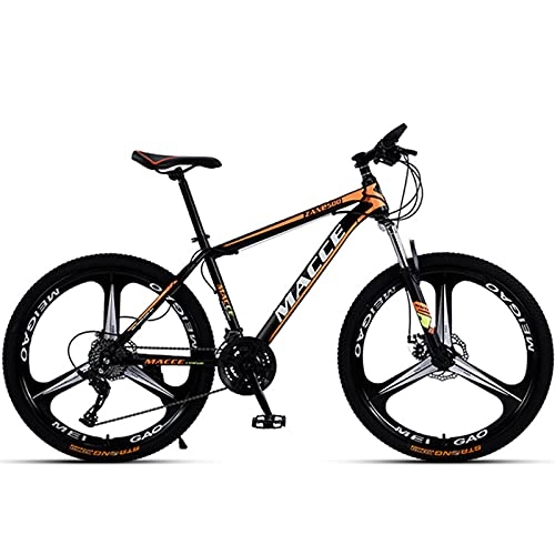 Mountain Bike : PBTRM 30 Speeds Mountain Bike 26 Inches Mens' Bike, 3-Spoke Wheel, Carbon Steel Frame, Front Suspension Fork, Double Disc Brake, for Adults And Teenagers, Orange