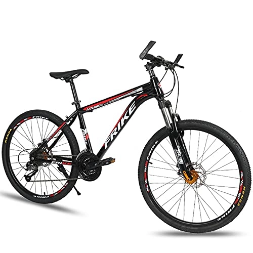 Mountain Bike : PBTRM Bicycle, Adult Mountain Bike, 26 Inches, 27 Speed, Dual Disc Brakes, Sturdy High Carbon Steel Frame, Adjustable Front Fork