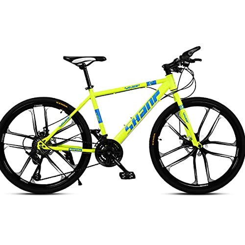Mountain Bike : PBTRM City Mountain Bike 26-Inch 27-Speed Road Bikedual Disc Brake Bicycles for Men And Women, Yellow