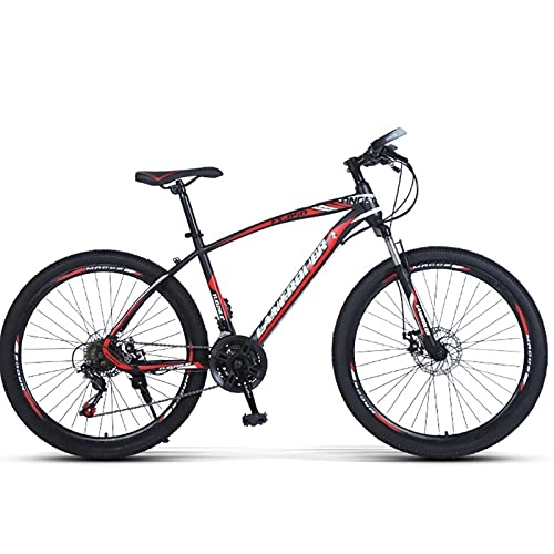 Mountain Bike : PBTRM Mountain Bike 26 Inch Bicycle 27-Speed MTB, High-Carbon Steel Frame, Lockable Front Fork, with Mechanical Double Disc Brake for Men And Women, Red