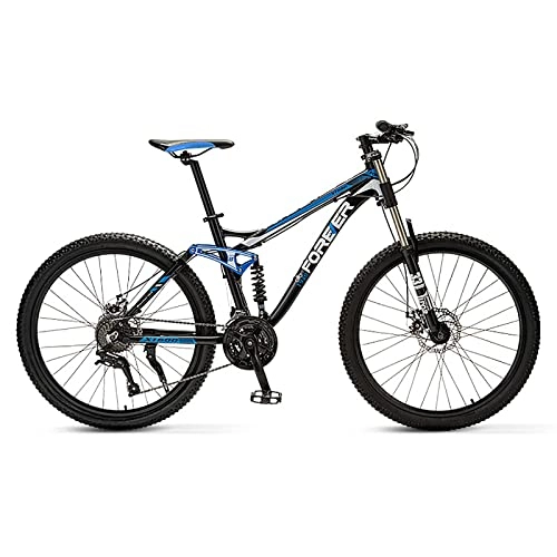 Mountain Bike : PBTRM Mountain Bike 26 Inch Wheels, 30 Speed Montain Bicycle with Suspension, Double Disc Brakes, Full Suspension MTB for Men Women Adult, C