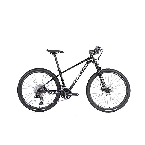 Mountain Bike : peipei 24 / 36 speed 27.5 / 29 off-road shock-absorbing mountain bike. Carbon fiber bicycle mountain bike carbon fiber bicycle-Black and silver_27.5 inches x 19.