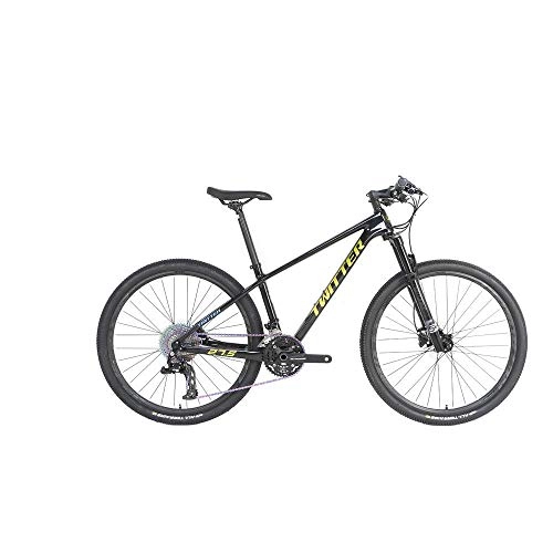Mountain Bike : peipei 24 / 36 speed 27.5 / 29 off-road shock-absorbing mountain bike. Carbon fiber bicycle mountain bike carbon fiber bicycle-Black yellow_27.5 x 17