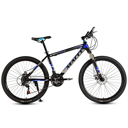 Mountain Bike : peipei 26 Inch Mountain Bike 27 / 30 Speed Steel Frame Bicycle Front And Rear Mechanical Disc Brake-Black and blue C_30