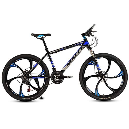 Mountain Bike : peipei 26 Inch Mountain Bike 27 / 30 Speed Steel Frame Bicycle Front And Rear Mechanical Disc Brake-Black and blue E_30