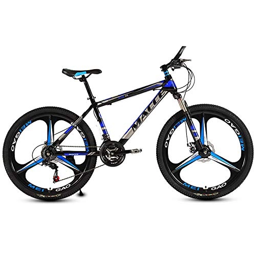 Mountain Bike : peipei 26 Inch Mountain Bike 27 / 30 Speed Steel Frame Bicycle Front And Rear Mechanical Disc Brake-Black and blue S_27