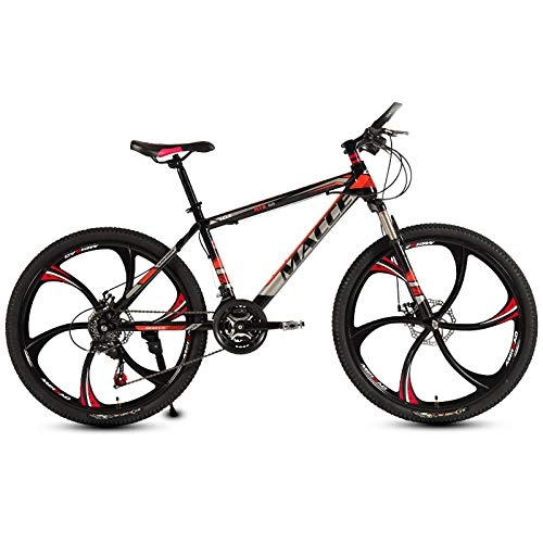 Mountain Bike : peipei 26 Inch Mountain Bike 27 / 30 Speed Steel Frame Bicycle Front And Rear Mechanical Disc Brake-Black and red E_27
