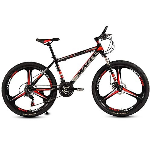 Mountain Bike : peipei 26 Inch Mountain Bike 27 / 30 Speed Steel Frame Bicycle Front And Rear Mechanical Disc Brake-Black and red S_27