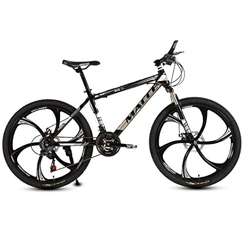 Mountain Bike : peipei 26 Inch Mountain Bike 27 / 30 Speed Steel Frame Bicycle Front And Rear Mechanical Disc Brake-Black and white E_30