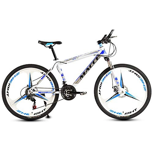 Mountain Bike : peipei 26 Inch Mountain Bike 27 / 30 Speed Steel Frame Bicycle Front And Rear Mechanical Disc Brake-White and blue S_27