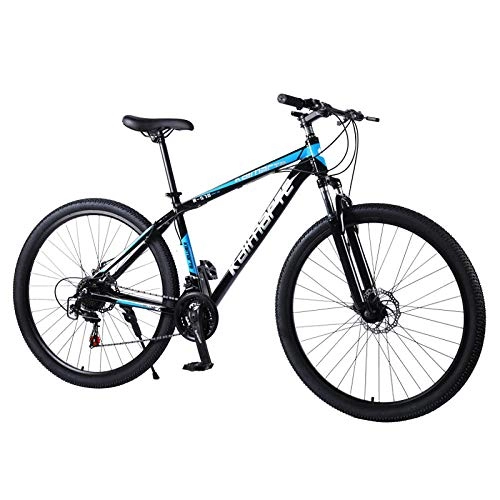 Mountain Bike : peipei 29 inch 21 / 24 / 27 variable speed Double disc brake Mountain Bike aluminum alloy frame adult student Mountain Bicycle-27speed Black blue_China