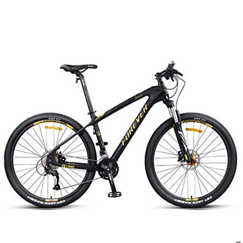 Mountain Bike : peipei Carbon fiber mountain bike male off-road variable speed double resistance bicycle-Black gold_Other