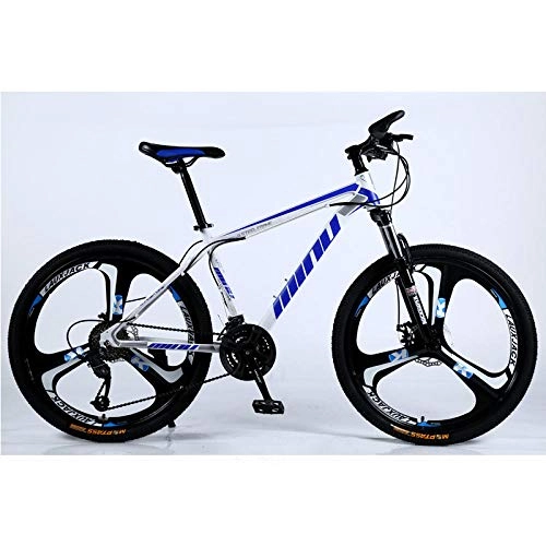 Mountain Bike : peipei Mountain bike 26 inch 27 speed one wheel cross country variable speed bicycle male student shock absorption bike-Six knives blue_21