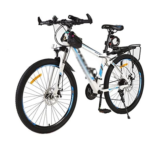 Mountain Bike : Professional Racing Bike, 24 Speed Mountain Bicycle 26 Inches Wheels Dual Disc Brake Urban Street Bicycle with High Carbon Steel Frame for a Path, Trail &Amp; Mountains / White / 24 Speed