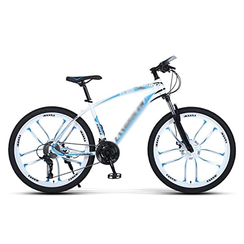 Mountain Bike : Professional Racing Bike, 26 inch Mountain Bike 21 / 24 / 27 Speeds with Double Disc Brake Cycling Urban Commuter City Bicycle for Adults Mens Womens / Blue / 24 Speed (Color : White, Size : 21 Speed)
