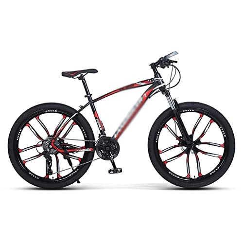 Mountain Bike : Professional Racing Bike, 26 inch Mountain Bike for Male and Female Urban Commuter City with Carbon Steel Frame 21 / 24 / 27-Speed Dual Disc Brake / Blue / 24 Speed (Color : Red, Size : 21 Speed)