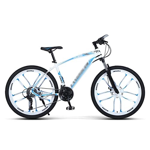 Mountain Bike : Professional Racing Bike, 26 inch Mountain Bike for Male and Female Urban Commuter City with Carbon Steel Frame 21 / 24 / 27-Speed Dual Disc Brake / Blue / 24 Speed (Color : White, Size : 24 Speed)