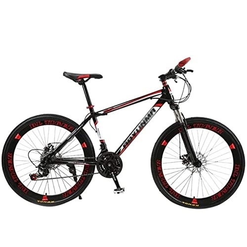 Mountain Bike : QCLU 26 Inch Adult Mountain Double Disc Brake, Adult MTB, Bicycle with Adjustable Seat, High- Carbon Steel Mountain Trail (Color : Red)
