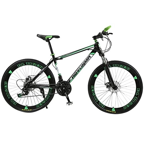 Mountain Bike : QCLU 26 Inch Bike Carbon-rich Strong Strong Steel, Suitable From Front and Rear Disc Brakes, Full Suspension, Boys-men Bike, With Front And Rear Fenders (Color : Green)