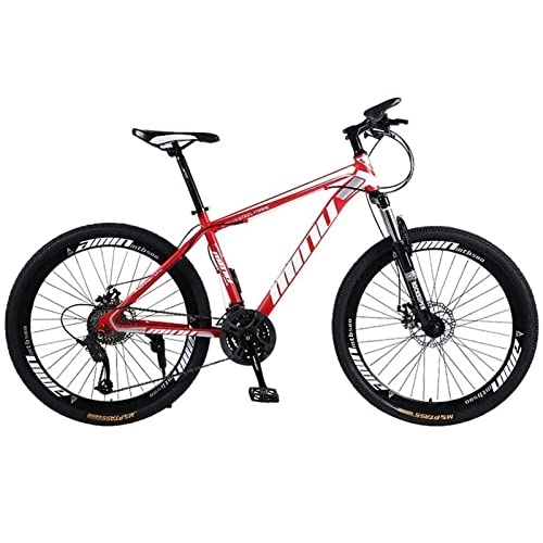 Mountain Bike : QCLU 26 Inch Bike With Fork Suspension &Lighting 21-speed Shimano Disc Brakes Hardtail MTB, Trekking Bike Men Bike Girls Bike, Full Suspension Mountain Bike (Color : Red)