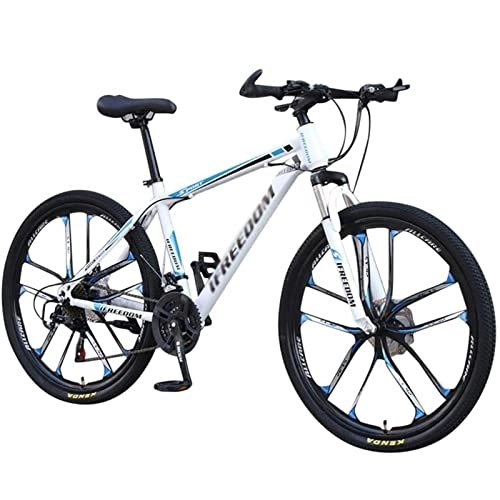 Mountain Bike : QCLU 26 Inch Mountain Bike, 21- speed Disc Brakes Hardtail MTB, Trekking Bike Men Bike Girls Bike, Full Suspension Mountain Bike (Color : Blue)
