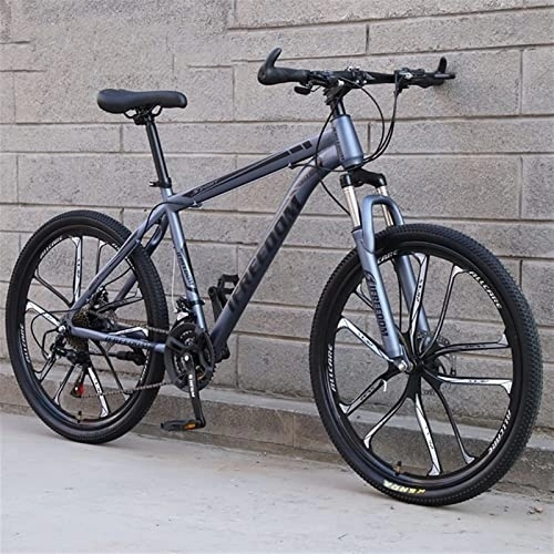 Mountain Bike : QCLU 26 Inch Mountain Bike, 21- speed Disc Brakes Hardtail MTB, Trekking Bike Men Bike Girls Bike, Full Suspension Mountain Bike (Color : Gray)