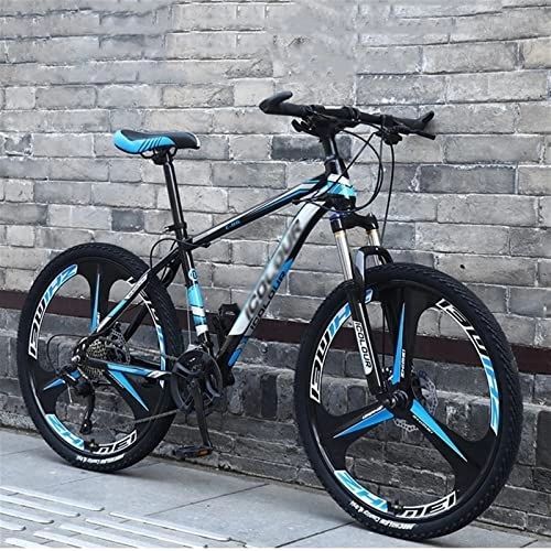 Mountain Bike : QCLU 26 Inch Mountain Bike, Full Steel Suspension Structure, Suspension Fork, Disc Brake 21 / 24 Speed Trekking Bike Men Bike Girls Bike (Color : Blue-C, Size : 21-Speed)